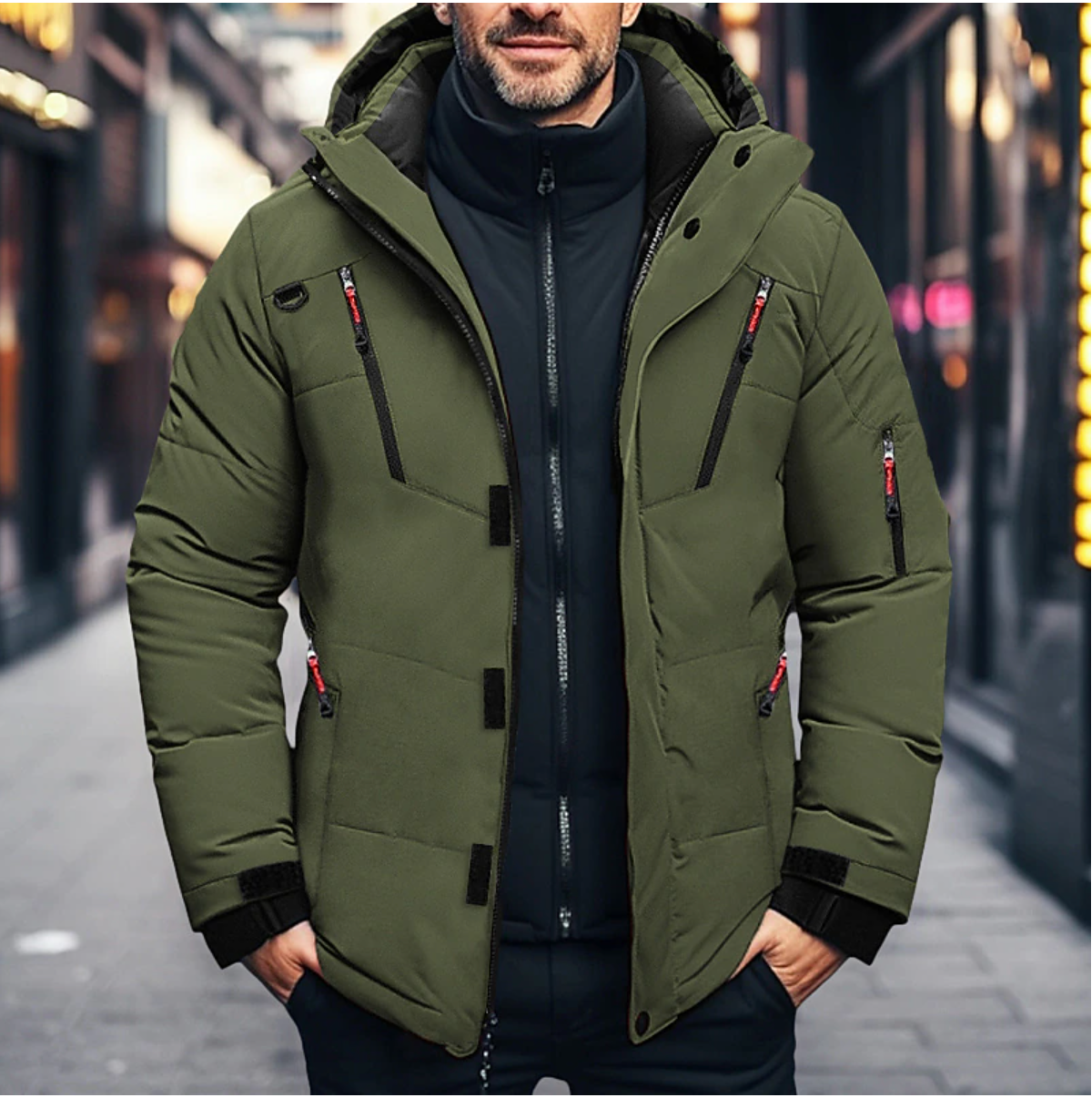Waterdichte winterparka met capuchon voor heren – Geïsoleerde jas met meerdere zakken voor in de stad en buiten bij koud weer