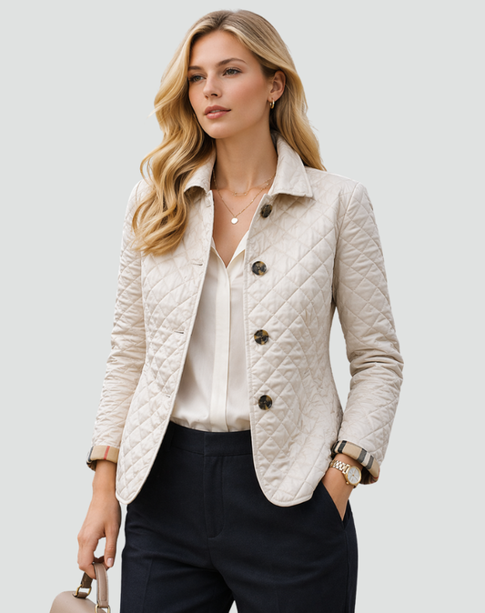 Women’s Quilted Mid-Season Jacket Button Front Lightweight Coat