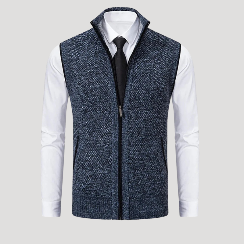 Men's Knitted Vest Zip Waistcoat Sleeveless Casual