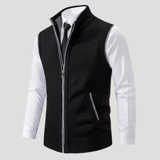 Men's Knitted Vest Zip Waistcoat Sleeveless Casual