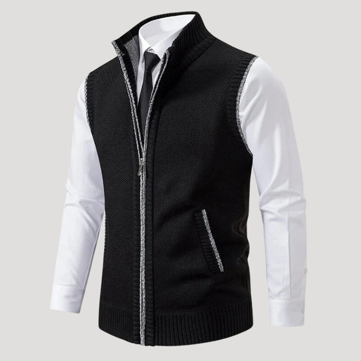 Men's Knitted Vest Zip Waistcoat Sleeveless Casual