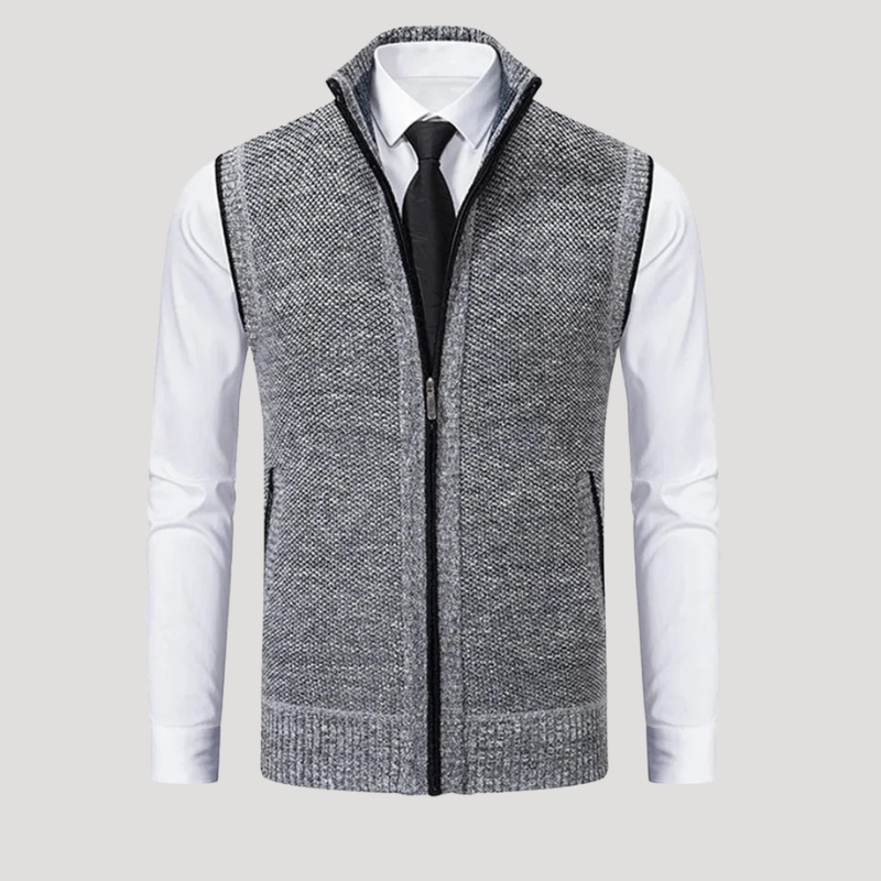 Men's Knitted Vest Zip Waistcoat Sleeveless Casual