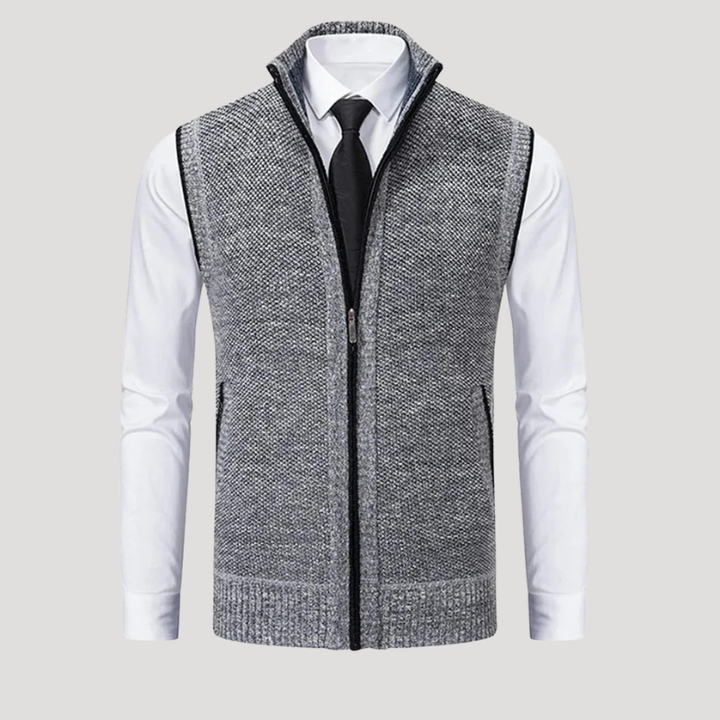 Men's Knitted Vest Zip Waistcoat Sleeveless Casual