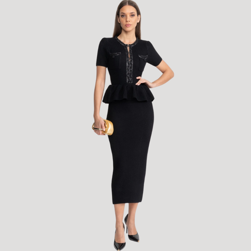 Women's Skirt Suit Two Piece Set Peplum Top Pencil Skirt