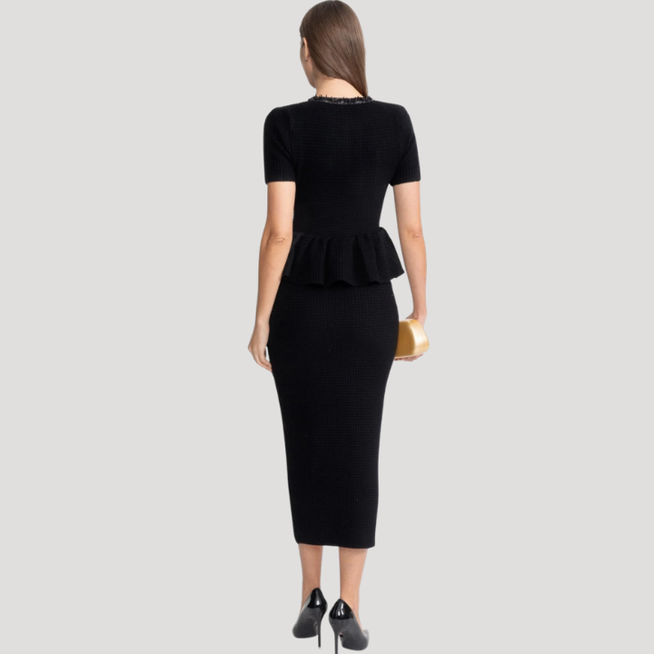 Women's Skirt Suit Two Piece Set Peplum Top Pencil Skirt