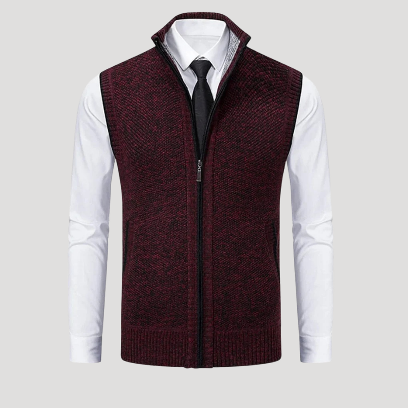 Men's Knitted Vest Zip Waistcoat Sleeveless Casual