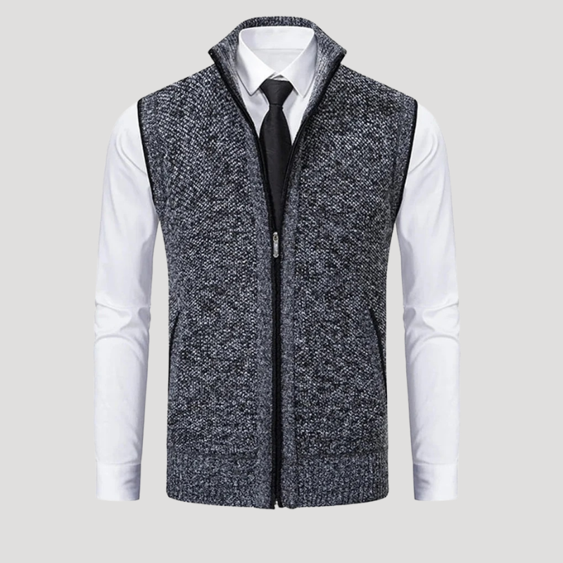 Men's Knitted Vest Zip Waistcoat Sleeveless Casual
