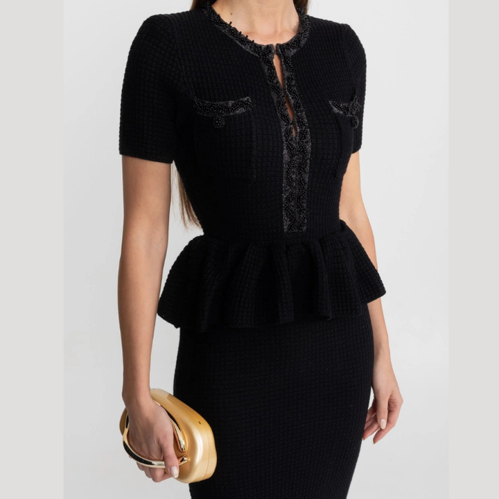 Women's Skirt Suit Two Piece Set Peplum Top Pencil Skirt