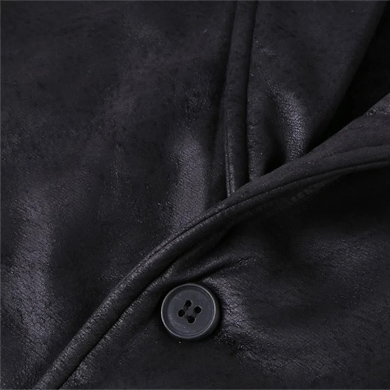 Men's Black Leather Waistcoat Vest V Neck Button Sleeveless