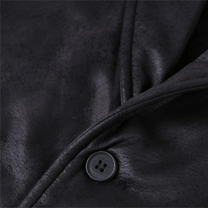 Men's Black Leather Waistcoat Vest V Neck Button Sleeveless