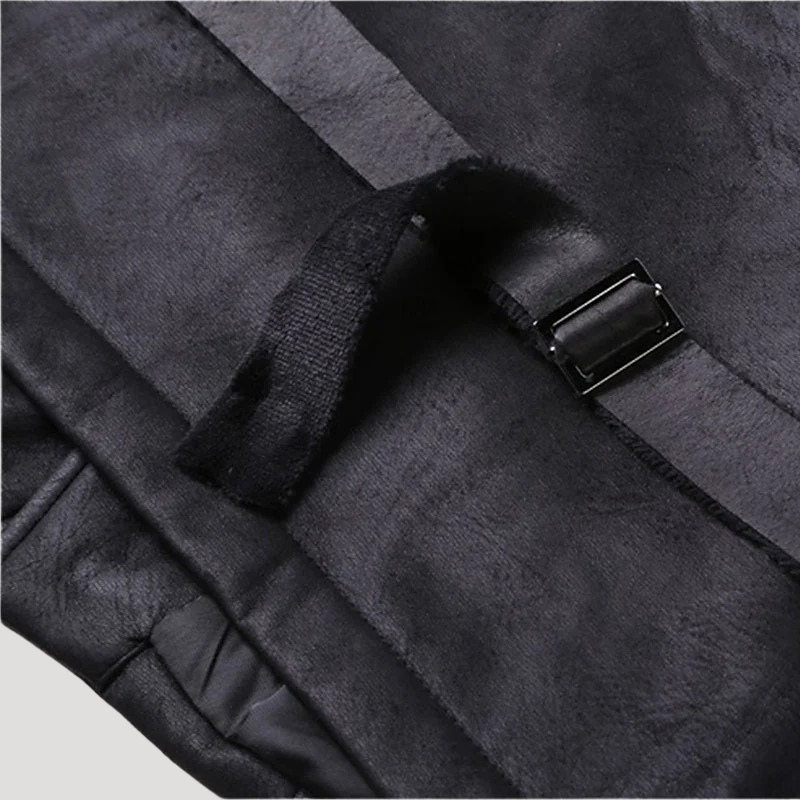 Men's Black Leather Waistcoat Vest V Neck Button Sleeveless