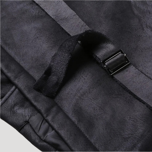 Men's Black Leather Waistcoat Vest V Neck Button Sleeveless