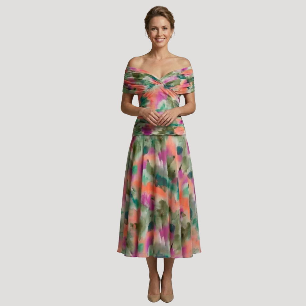 Women's Midi Dress Off Shoulder A Line Cocktail Dress