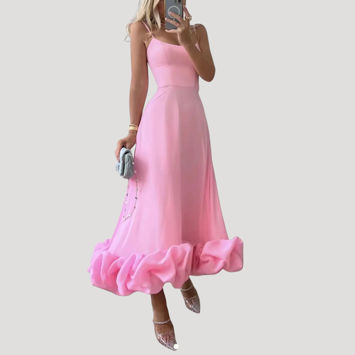 Women's Evening Dress Maxi Sleeveless Ruffle Party Gown