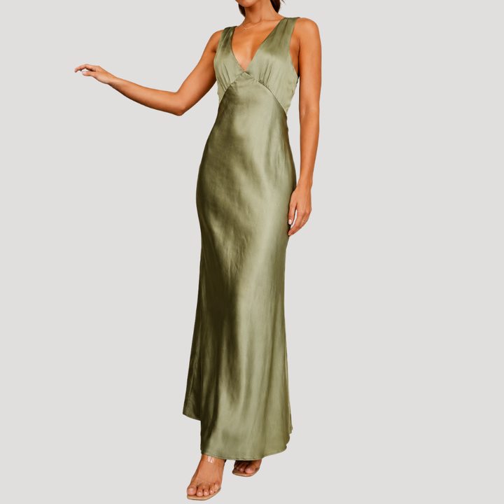 Women's Maxi Dress Satin Slip Bridesmaid Wedding Guest Dress