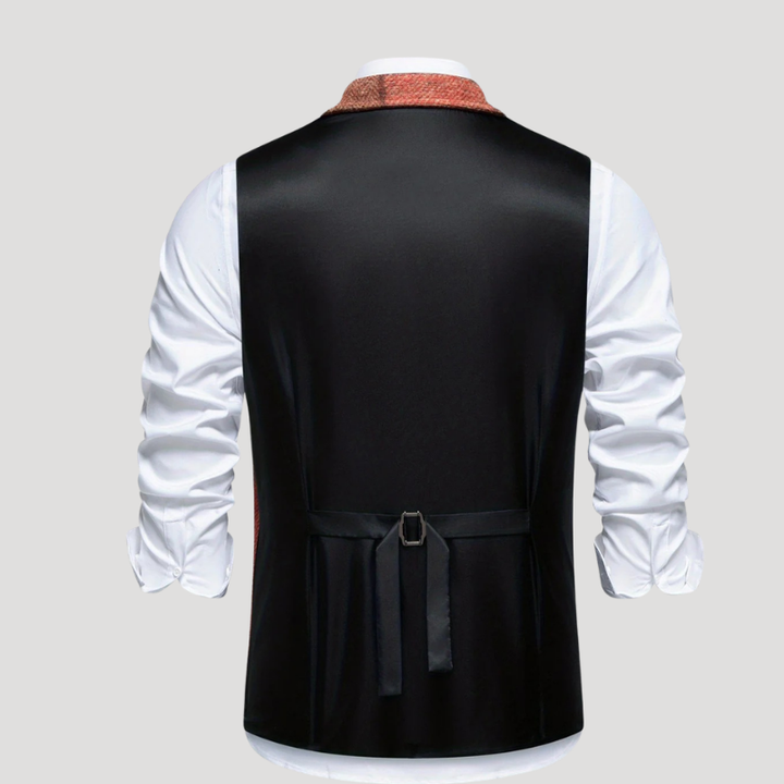 Men's Tweed Vest Patchwork Waistcoat Button Formal Sleeveless Ret
