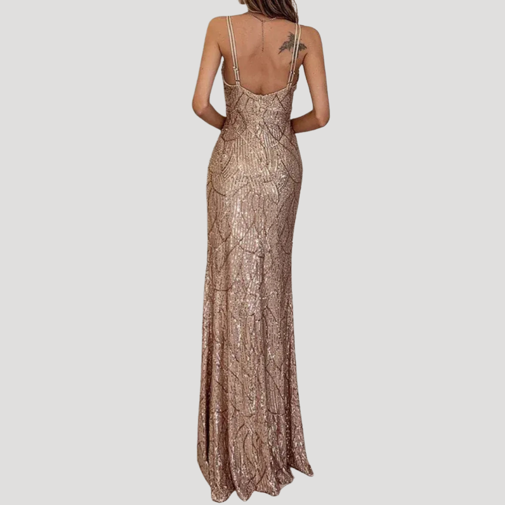 Women's Evening Dress Sequin Maxi Wedding Guest Dress