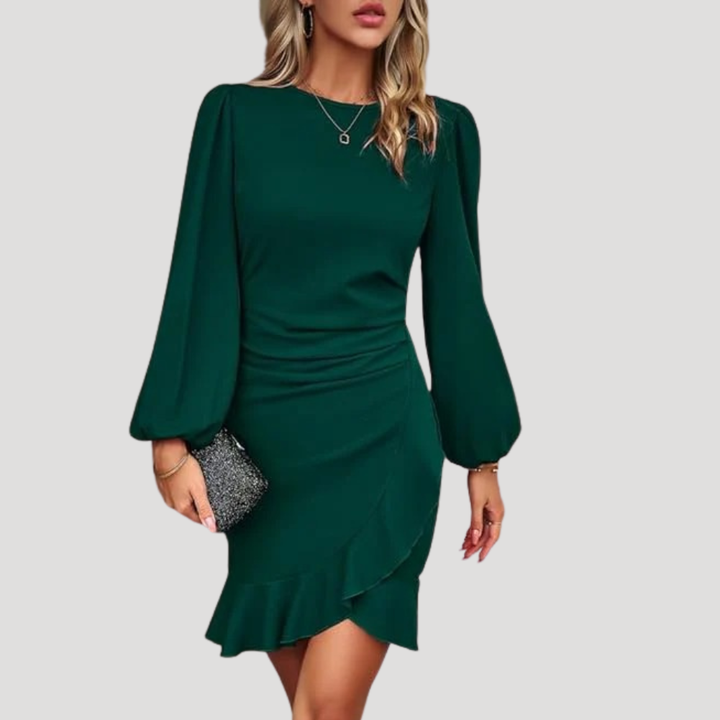 Women's Bodycon Mini Dress Long Sleeve Ruched Party Dress