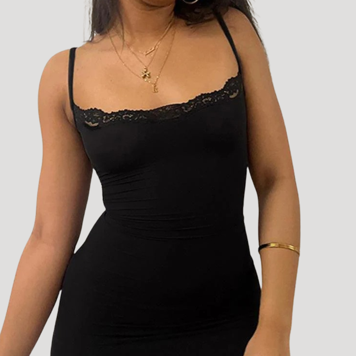 Women's Bodycon Mini Dress Slip Dress Lace Party Dress Black