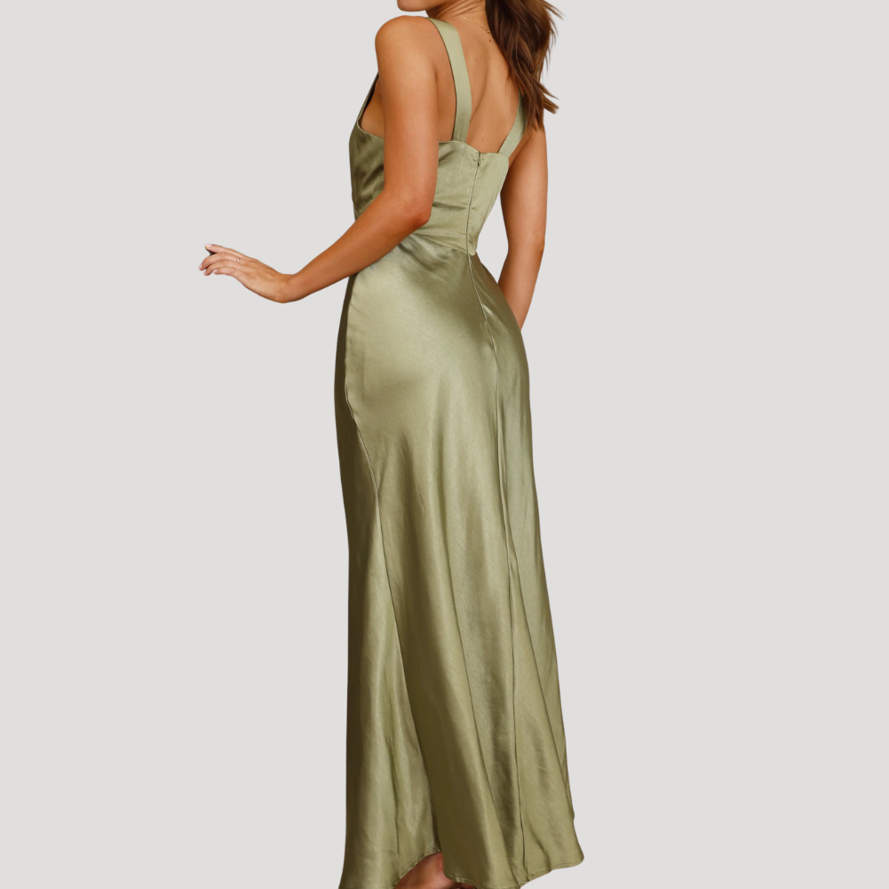Women's Maxi Dress Satin Slip Bridesmaid Wedding Guest Dress