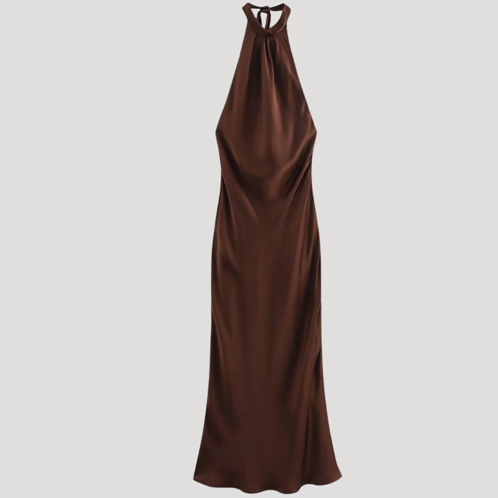 Women's Maxi Dress Halter Satin Slip Backless Evening Dress