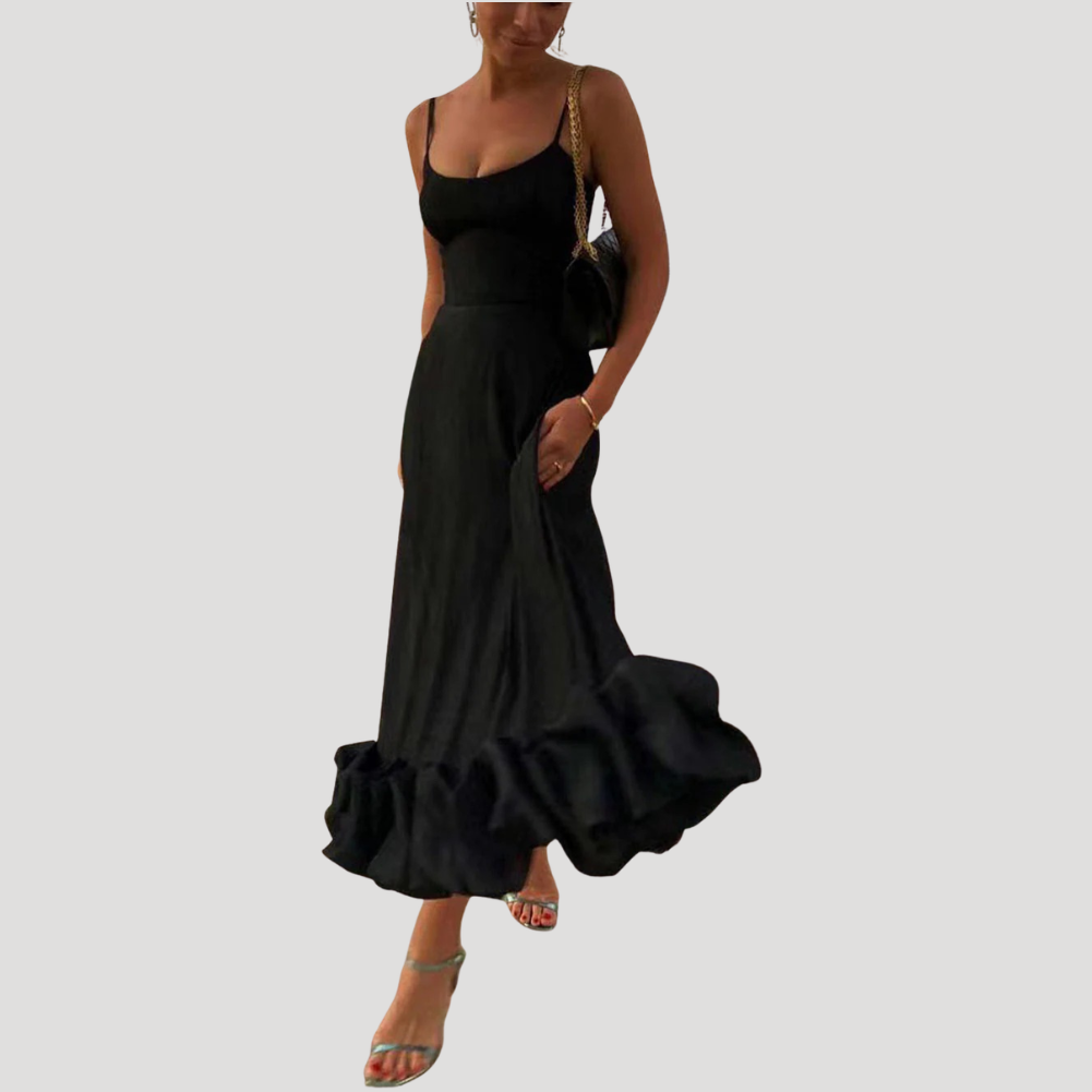 Women's Evening Dress Maxi Sleeveless Ruffle Party Gown