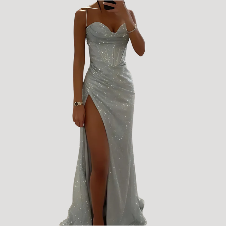Women's Evening Dress Strapless Sequin Maxi Party Gown