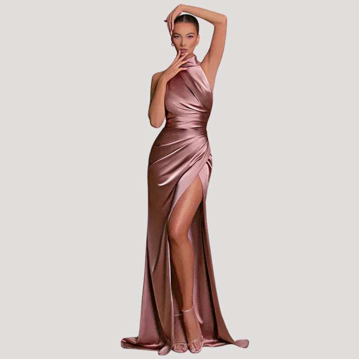 Women's Maxi Halter Satin Evening Formal Dress