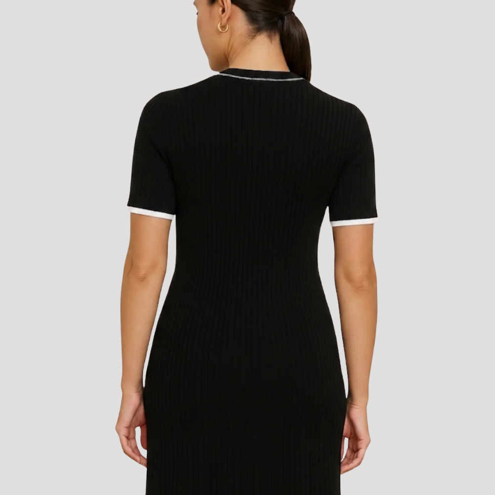 Women's Maxi Dress Ribbed Knitted Bodycon Polo Dress