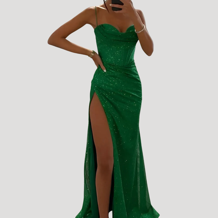 Women's Evening Dress Strapless Sequin Maxi Party Gown