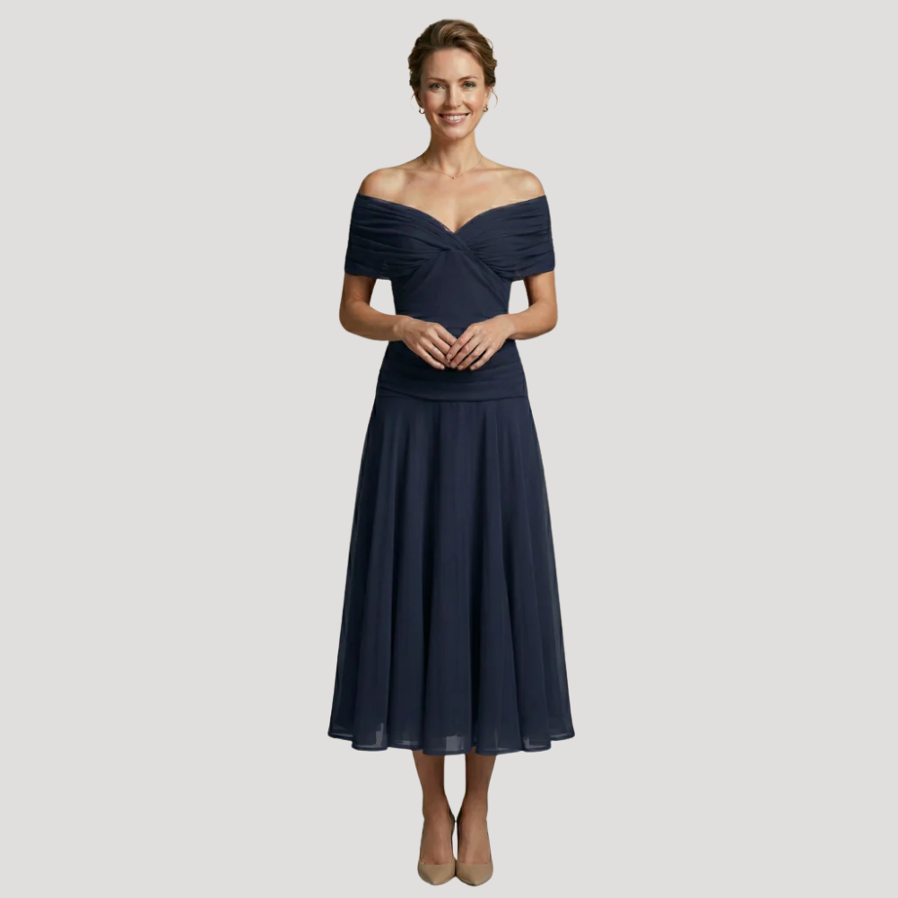 Women's Midi Dress Off Shoulder A Line Cocktail Dress