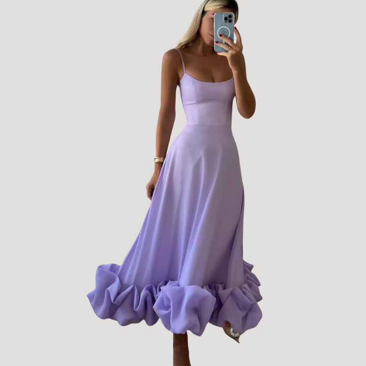 Women's Evening Dress Maxi Sleeveless Ruffle Party Gown