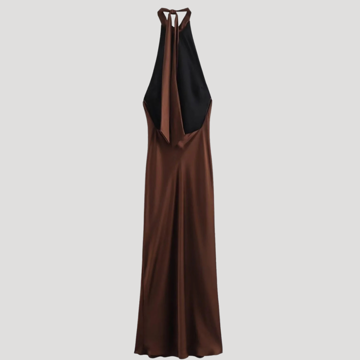 Women's Maxi Dress Halter Satin Slip Backless Evening Dress