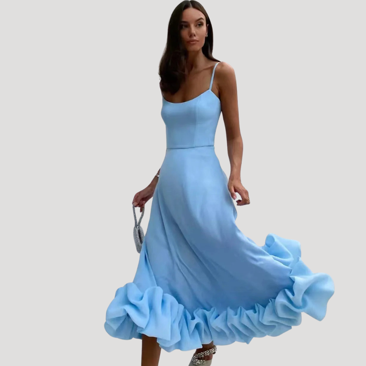 Women's Evening Dress Maxi Sleeveless Ruffle Party Gown