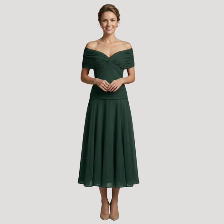 Women's Midi Dress Off Shoulder A Line Cocktail Dress