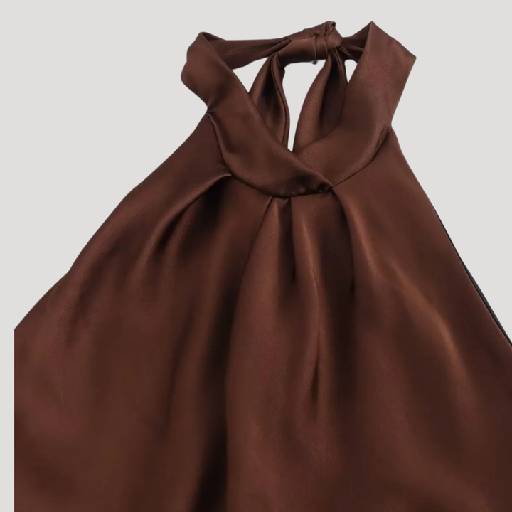 Women's Maxi Dress Halter Satin Slip Backless Evening Dress