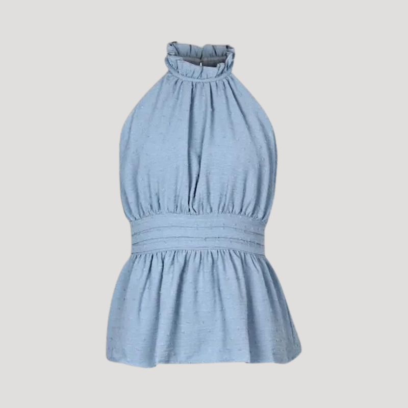 Women's Women's Light Blue Cami Top Halter Neck Tie Back Peplum