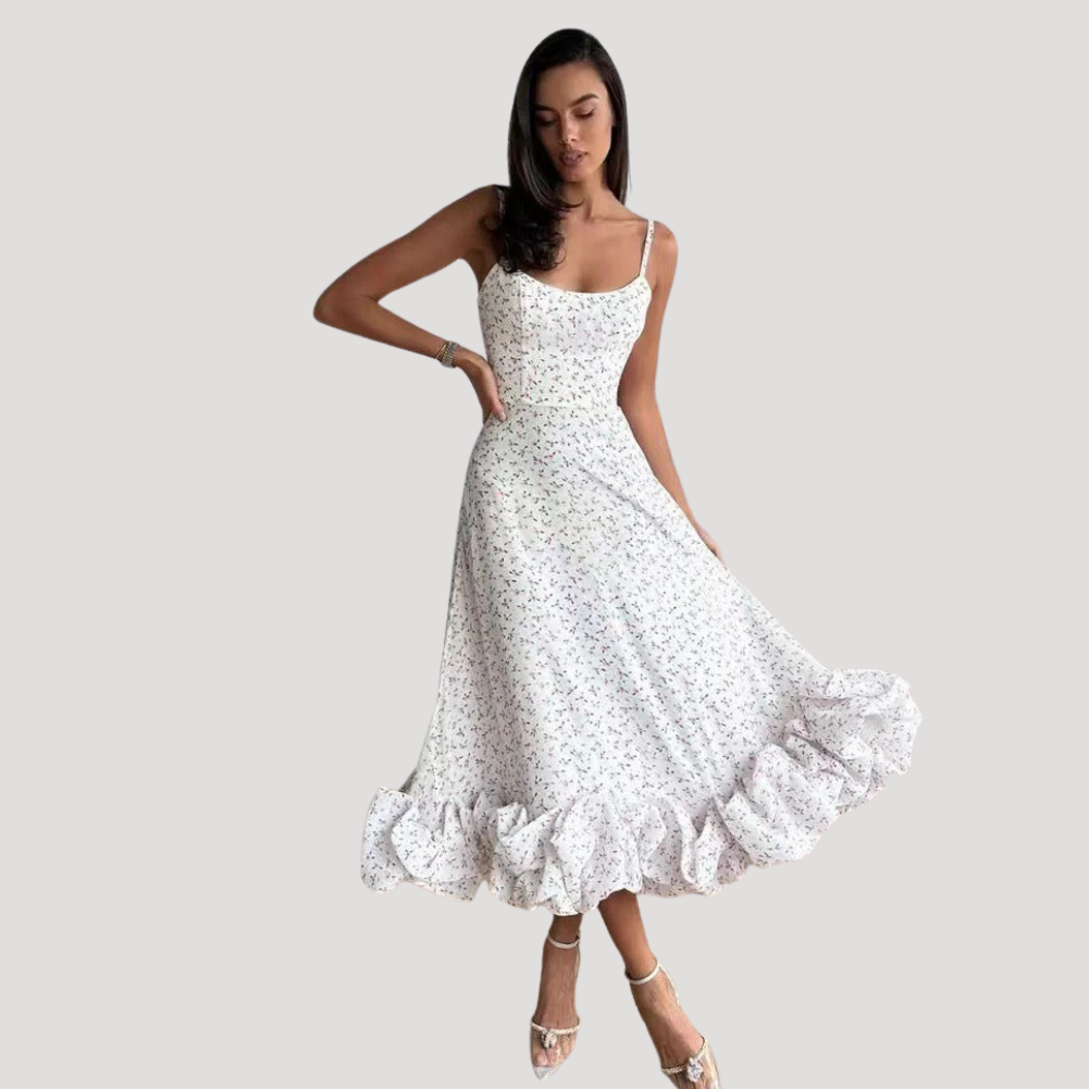 Women's Evening Dress Maxi Sleeveless Ruffle Party Gown