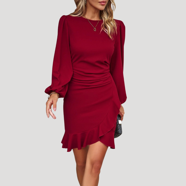 Women's Bodycon Mini Dress Long Sleeve Ruched Party Dress