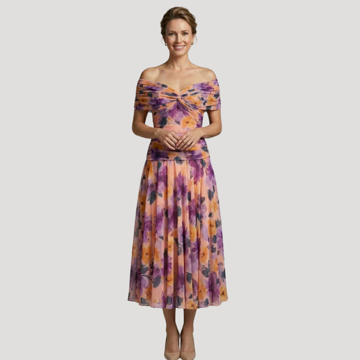 Women's Midi Dress Off Shoulder A Line Cocktail Dress