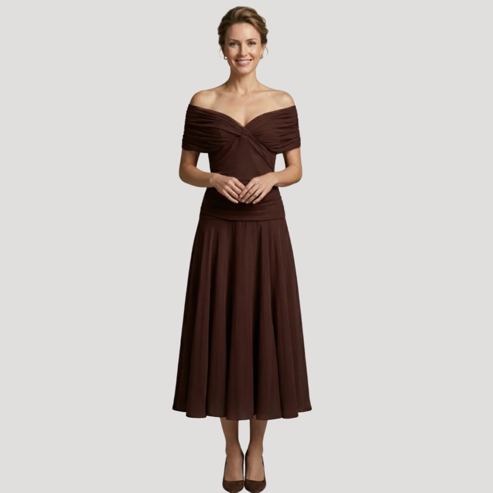 Women's Midi Dress Off Shoulder A Line Cocktail Dress