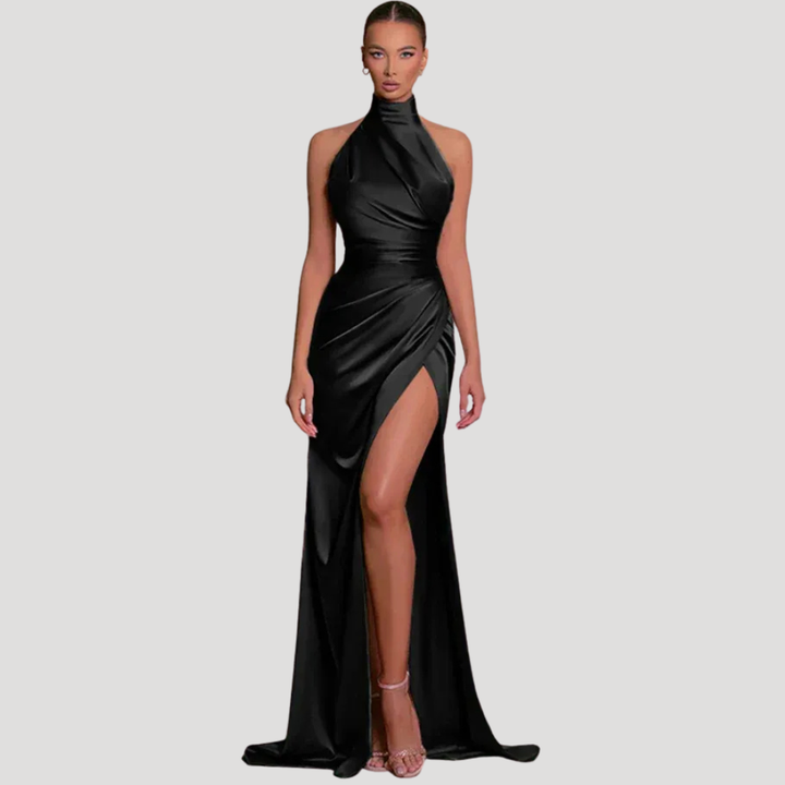 Women's Maxi Halter Satin Evening Formal Dress