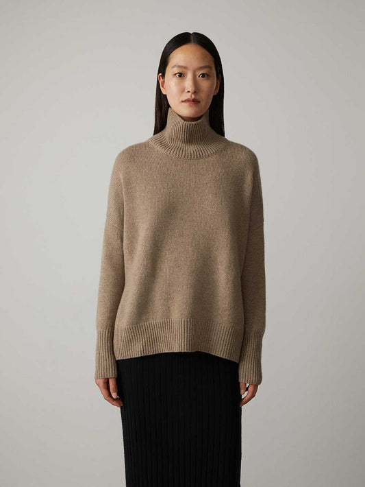 Women’s Cashmere Blend Roll-Neck Jumper – Soft Knit for Autumn and Winter