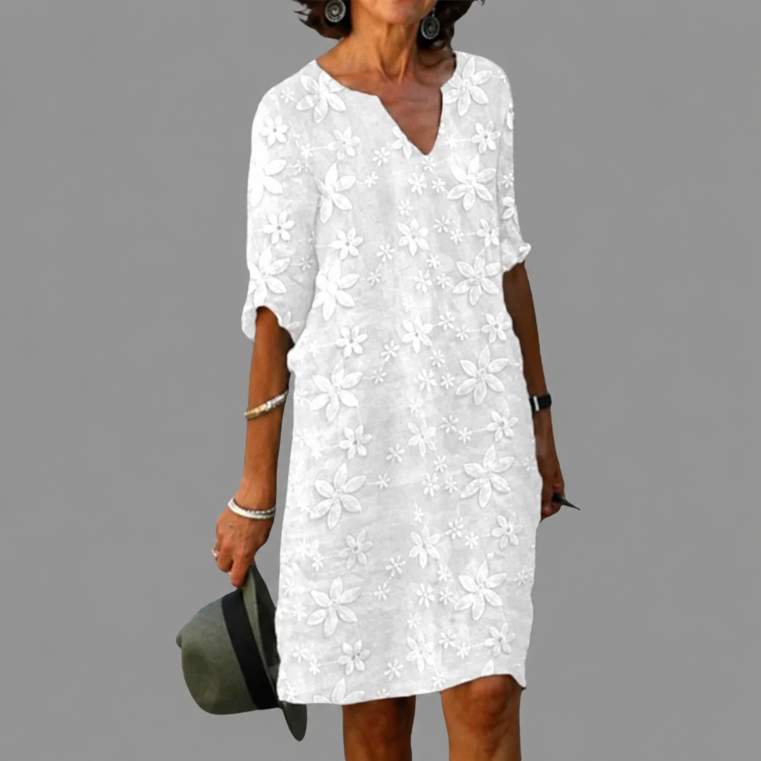 Women's Shift Dress V Neck Three Quarter Sleeve Casual