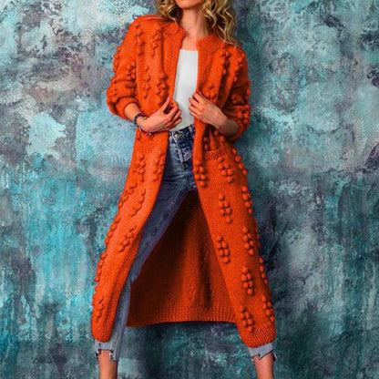 Women’s Longline Textured Cardigan – Cotton-Blend Open-Front Knit for Autumn and Winter