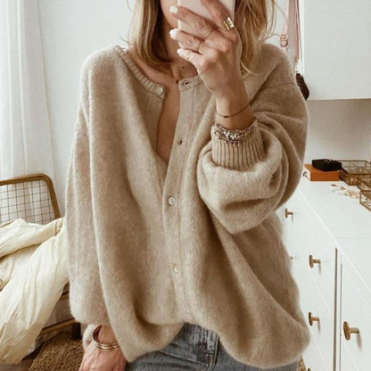 Women’s Soft Oversized Cardigan – Relaxed Button-Front Knit for Home and Weekend Layering