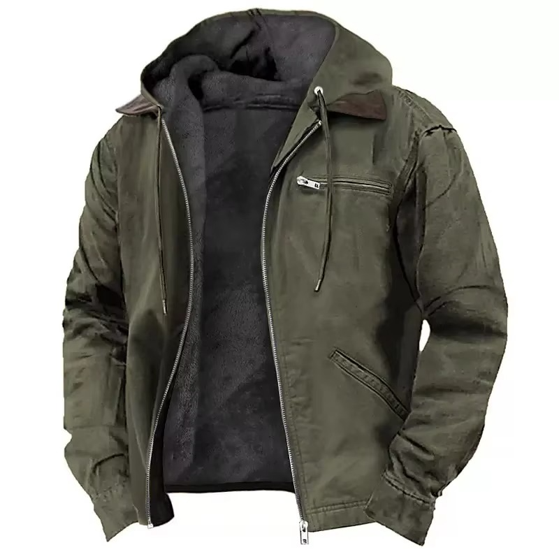 Hooded Winter Coat with Thickened Insulation and Adjustable Hood for Fall and Winter