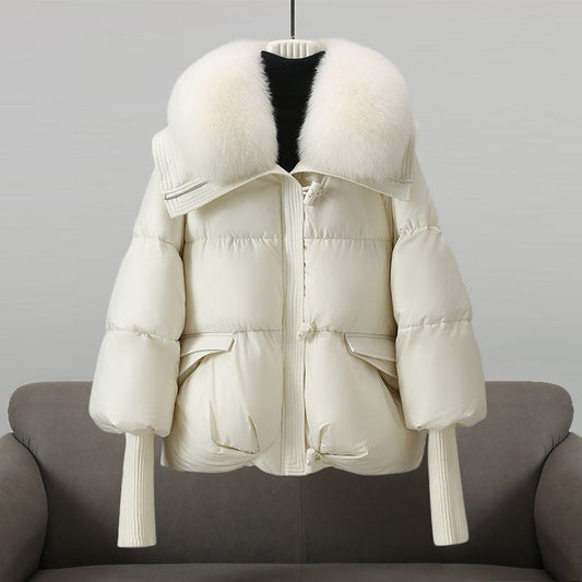 Women’s Faux-Fur Hooded Puffer Jacket – Water-Repellent Glamorous Winter Layer for Elegant Cold-Weather Wear