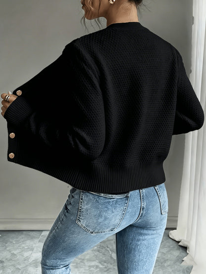 Eleanora | Cable-Knit Button-Front Cardigan
