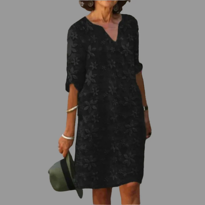 Women's Shift Dress V Neck Three Quarter Sleeve Casual